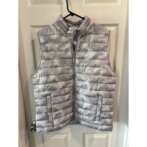 Gap ColdControl Gray Camo Puffer Vest Womens Large Water Resistant Ripstop Zip